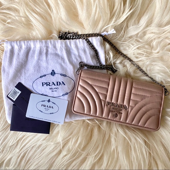 Prada Handbags - Prada Mini Bandoliera Diagramme Leather Chain Bag